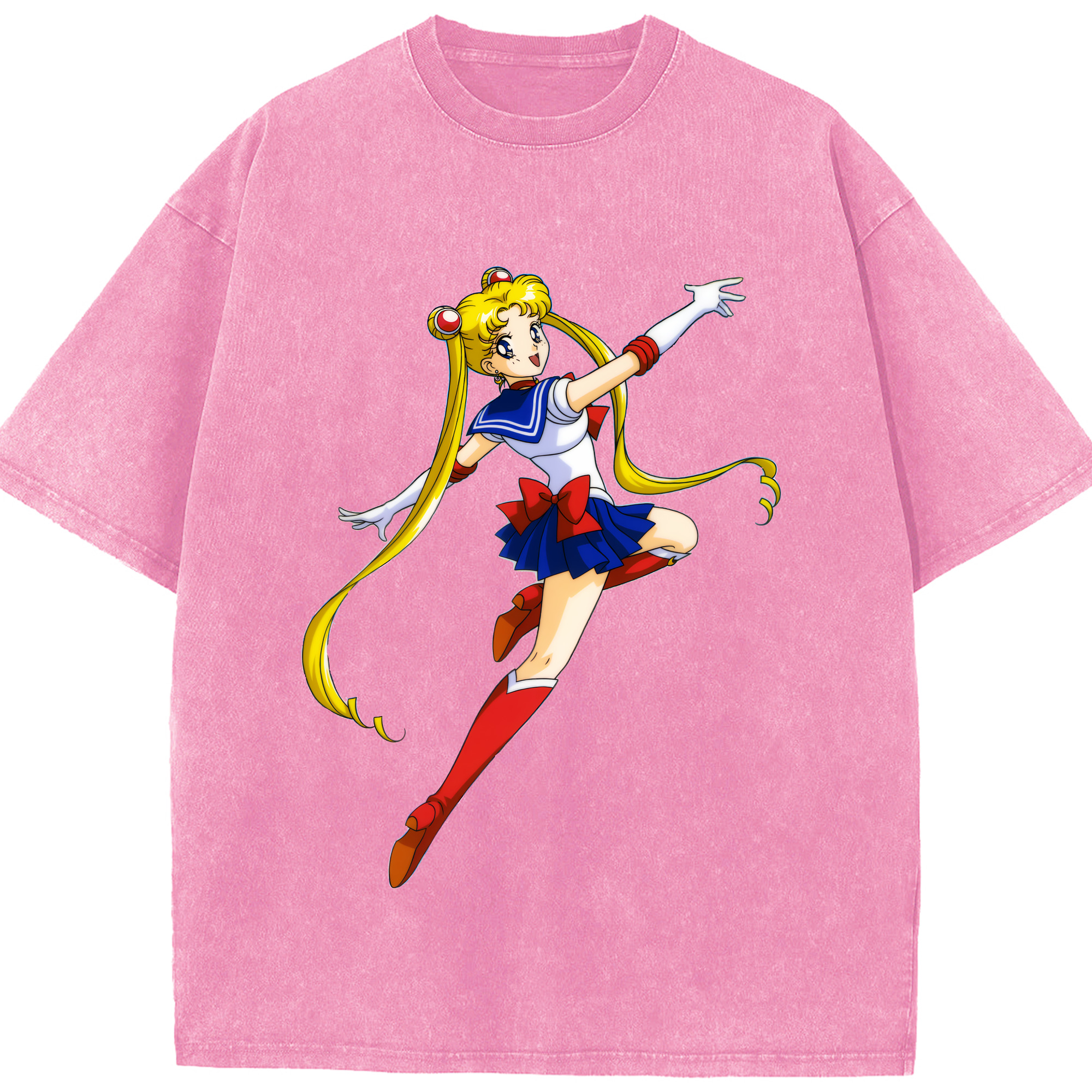 （画像用） 美少女戦士セーラームーン 月野 うさぎ つきの うさぎ Sailor Moon Tsukino Usagi 綿100% ヴィンテージ風 半袖Tシャツ（フロントプリント）